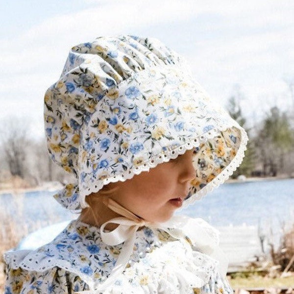 Country charm floral calico cotton sun bonnet