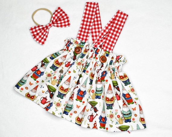 Suspender Skirt Garden Gnomes Baby Girl Cotton Skirt | Etsy