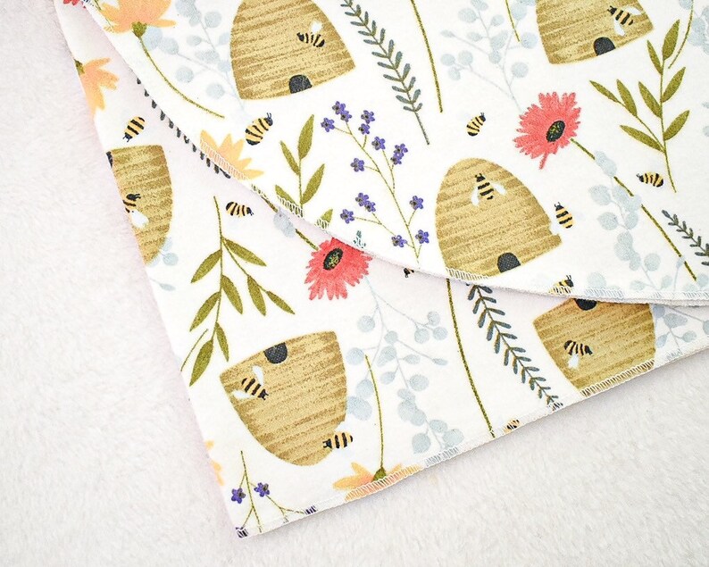Beehive Floral Soft Cotton Flannel Baby Swaddle Blanket Etsy