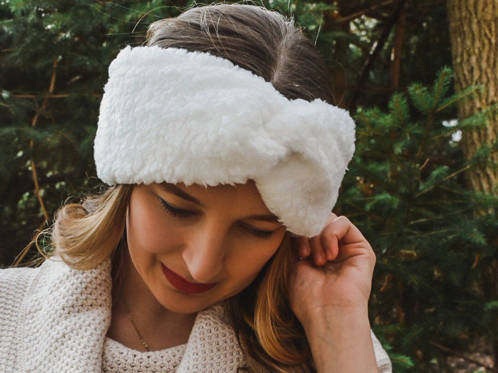 Sherpa Twist Headband Snow White Christmas Fleece Headband Etsy
