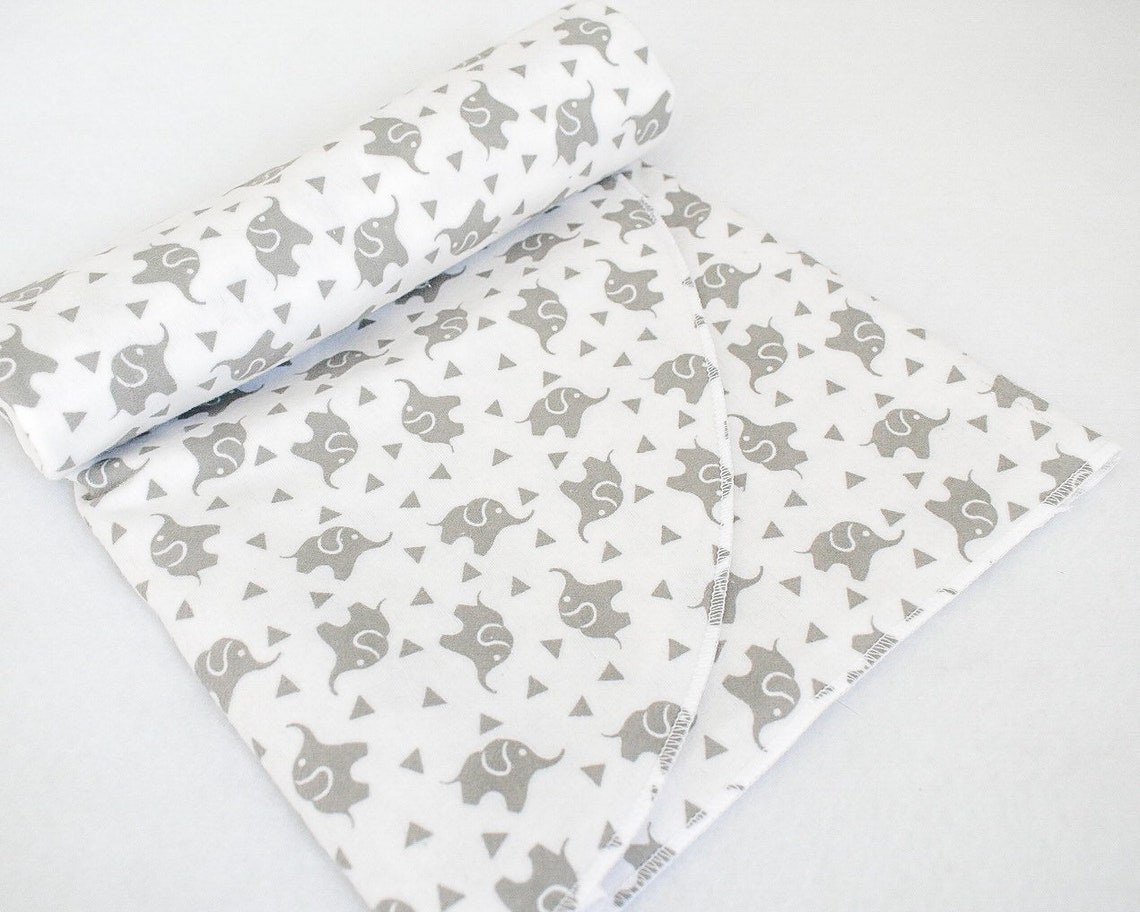 Swaddle Blanket Elephant Confetti Gray Soft Cotton Flannel Etsy