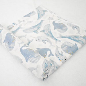 Swaddle Blanket- Blue Whales & Narwhals  | Baby Receiving Blanket | Baby Blanket Wrap | Baby Shower Gift | Soft Cotton Flannel