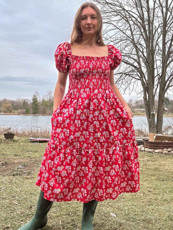 ditsy floral dress NURSING COLLECTION: What A Surprise Blue Ditsy Floral Tiered Midi Dress, Large - The Mint Julep Boutique main image 0