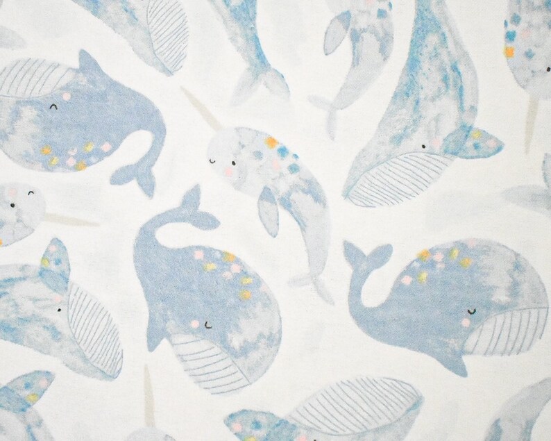 Swaddle Blanket Blue Whales & Narwhals Baby Receiving Etsy