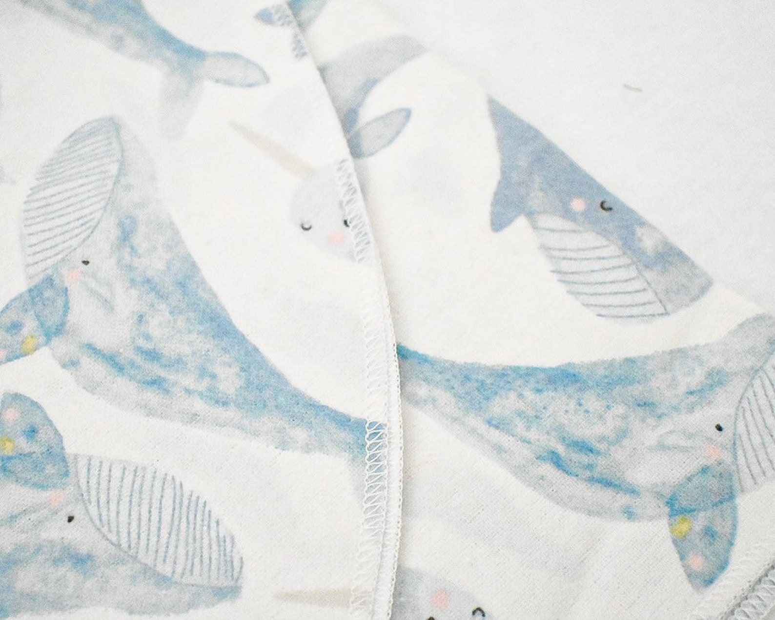 Swaddle Blanket Blue Whales & Narwhals Baby Receiving Etsy