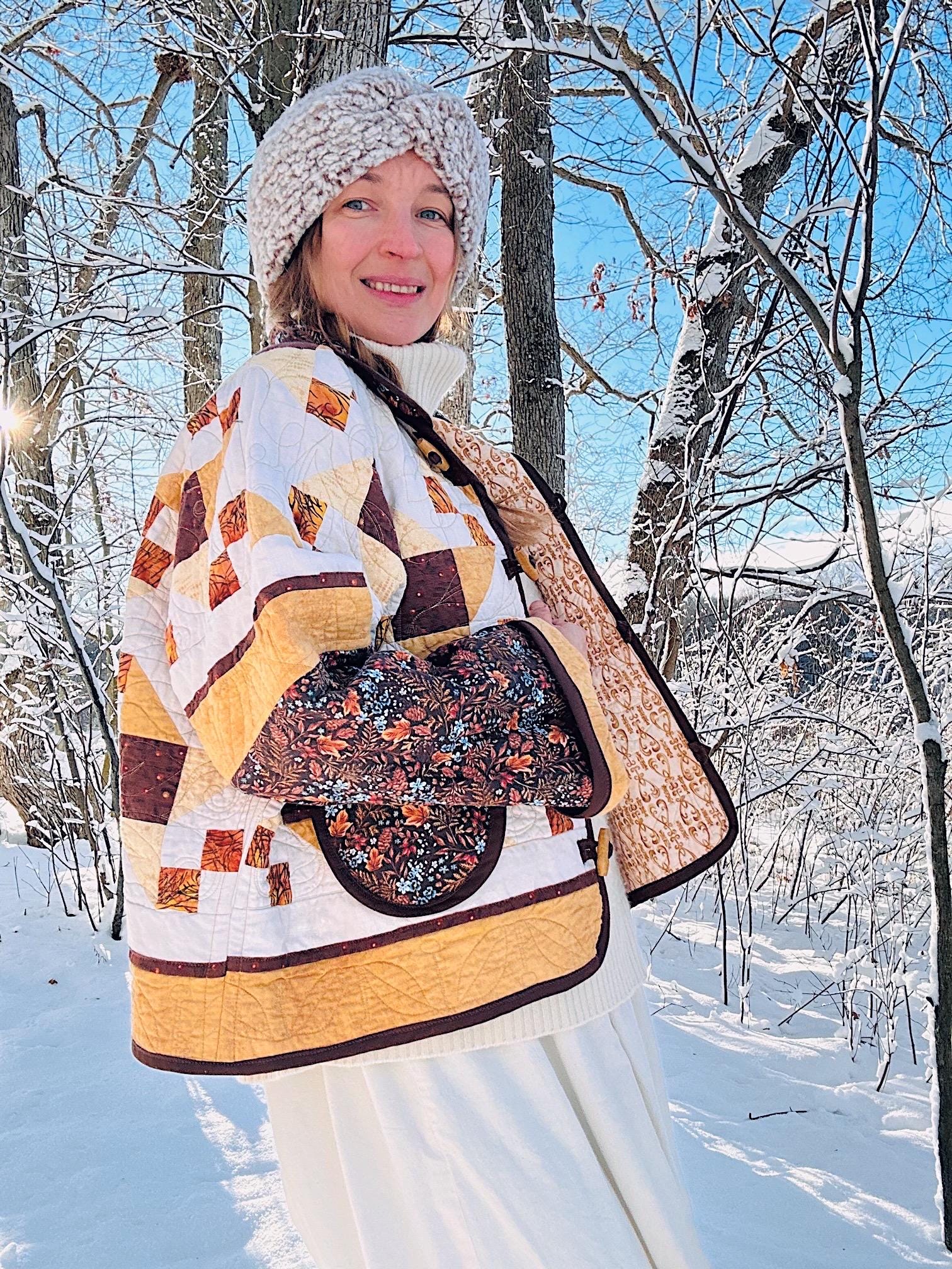 Vintage Quilt Jacket With Wooden Toggles, Cottagecore Batwing Coat