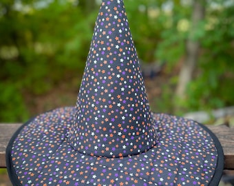 Handmade Quilted Witch Hat: Glow-in-the-Dark Stars, Celestial Costume