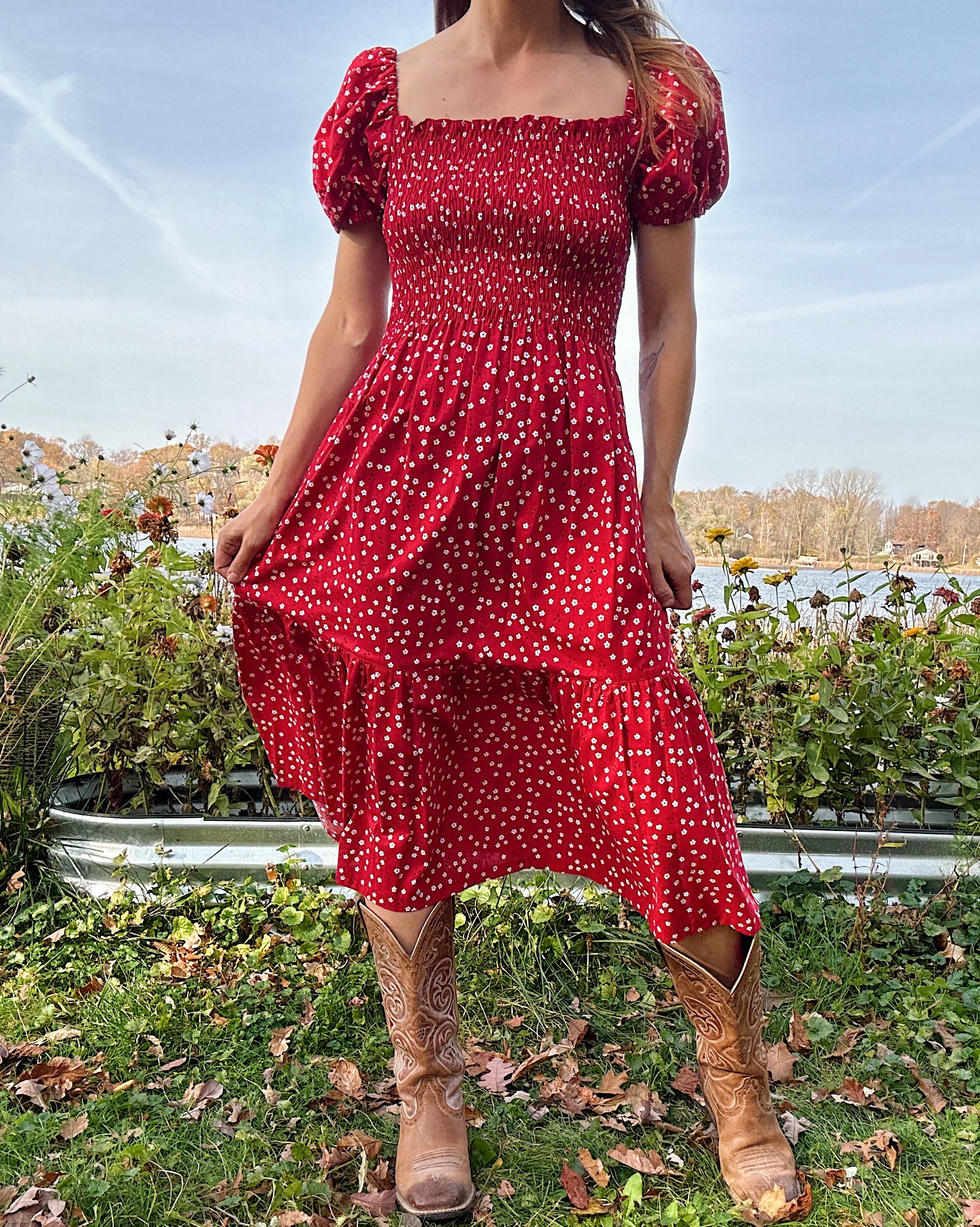 fitted lace wedding dress Candi Red Prairie Dress – Community Thrift and Vintage main image 0