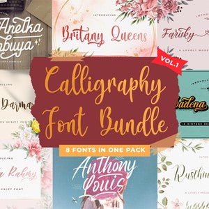 Calligraphy Font Bundle 1: Script Font, Handwritten Font, Cursive Font, Cute Font, Cricut Font, Silhouette Font, Procreate Font, Canva Font