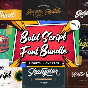 Retro Font Bundle Vol 5: Vintage Font, Groovy Font, Curly Font, 70s Font, 80s Font, Cricut Font, Silhouette Font, Procreate Font, Canva Font
