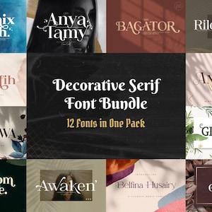 Serif Font Bundle - Retro Font, Vintage Font, Bohemian Font, Modern Serif Font, Cricut Font, Silhouette Font, Procreate Font, Canva Font