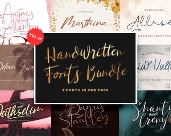 Handwritten Font Bundle Vol. 10 - Script Font, Calligraphy Font, Wedding Font,Cricut Font, Silhouette Font, Procreate Font, Canva Font