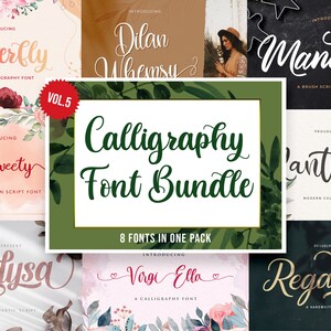 Calligraphy Font Bundle 5: Script Font, Handwritten Font, Cursive Font, Cute Font, Cricut Font, Silhouette Font, Procreate Font, Canva Font
