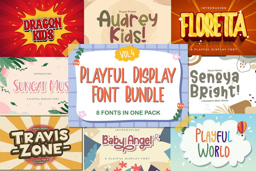 Playful Font Bundle 4 Craft Font Cute Font Kids Font Fun - Etsy