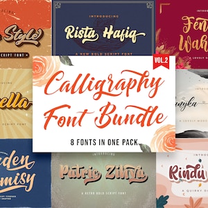 Calligraphy Font Bundle 2: Script Font, Handwritten Font, Cursive Font, Cute Font, Cricut Font, Silhouette Font, Procreate Font, Canva Font