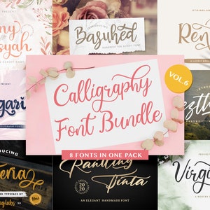 Calligraphy Font Bundle 6: Script Font, Handwritten Font, Cursive Font, Cute Font, Cricut Font, Silhouette Font, Procreate Font, Canva Font