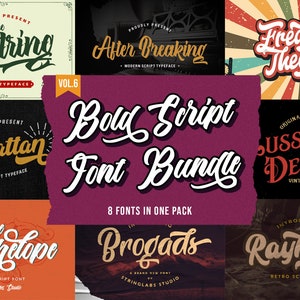 Retro Font Bundle Vol 6: Vintage Font, Groovy Font, Curly Font, 70s Font, 80s Font, Cricut Font, Silhouette Font, Procreate Font, Canva Font
