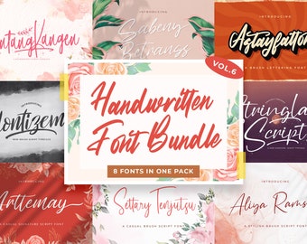 Handwritten Font Bundle 6 - Script Font, Calligraphy Font, Wedding Font, Cute Font, Cricut Font, Silhouette Font, Procreate Font, Canva Font