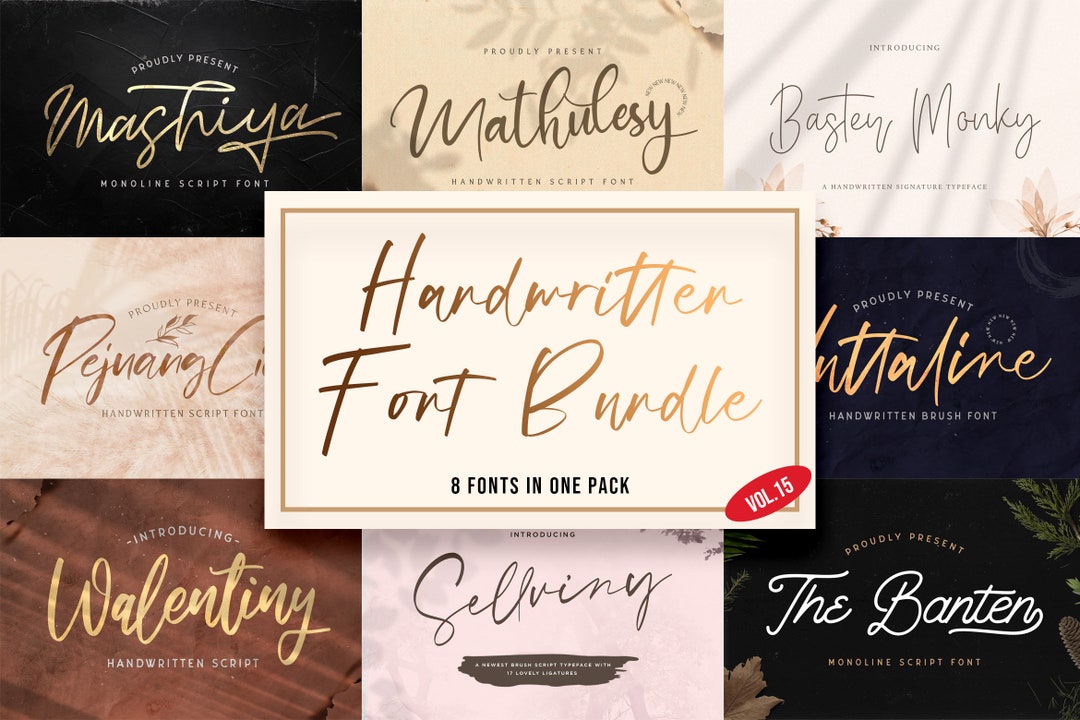 Handwritten Font Bundle 15: Script Font, Calligraphy Font, Wedding Font ...