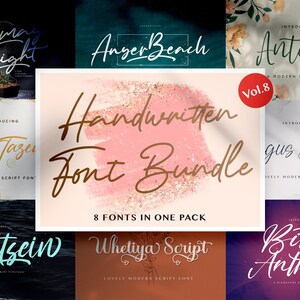 Handwritten Font Bundle 8 - Script Font, Calligraphy Font, Wedding Font, Cute Font, Cricut Font, Silhouette Font, Procreate Font, Canva Font