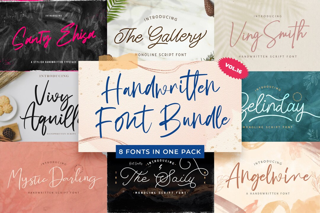 Handwritten Font Bundle 16: Script Font Calligraphy Font - Etsy