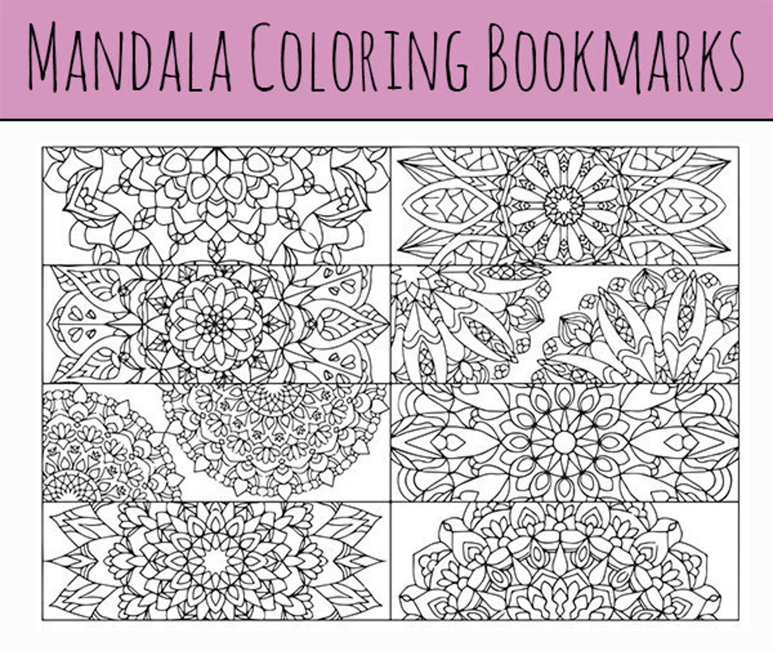 mandala coloring bookmarks printable digital download etsy
