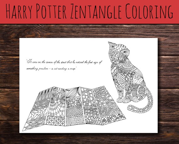 Download Harry Potter Zentangle Printable Coloring Page Svg Pdf Png Etsy