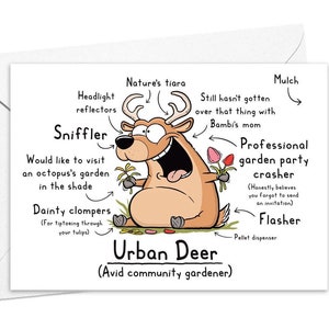 Carte de voeux drôle de cerf urbain