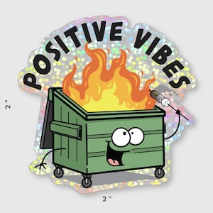 Sticker pour poubelle scintillant Positive Vibes 2 x 2"