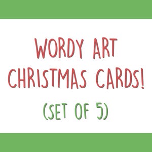 Cartes de Noël Wordy Art (Ensemble de 5)
