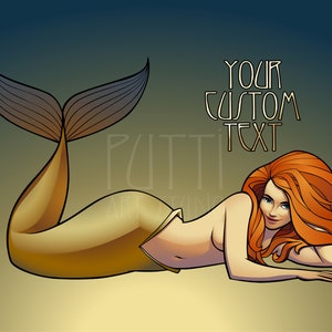 mermaid  SVG EPS  digital download art PNG  vector one line drawing.