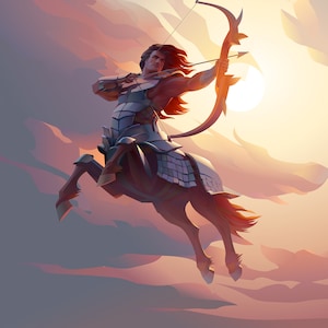 Sagittarius poster. Centaur vector. Fantasy artwork. Ai, EPS - files