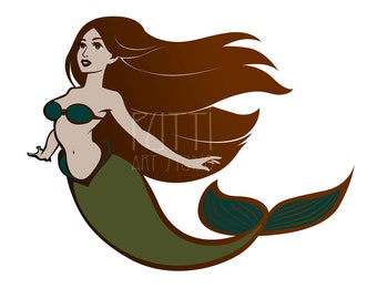 little mermaid   digital download art. SVG EPS PNG