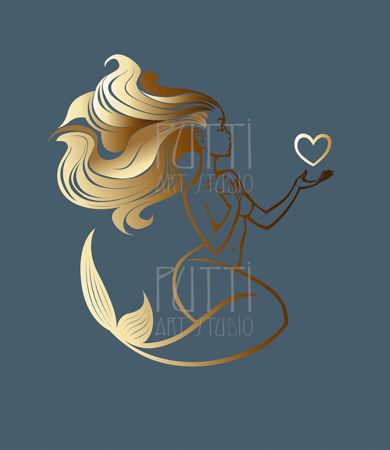 Download Mermaid vector SVG EPS figure drawing. digital download ...