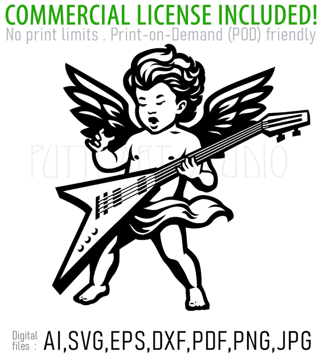 Rascal Svg Rebel Baby Heavy Metal Cherub SVG, a Little Rascal Angel Playing a ...