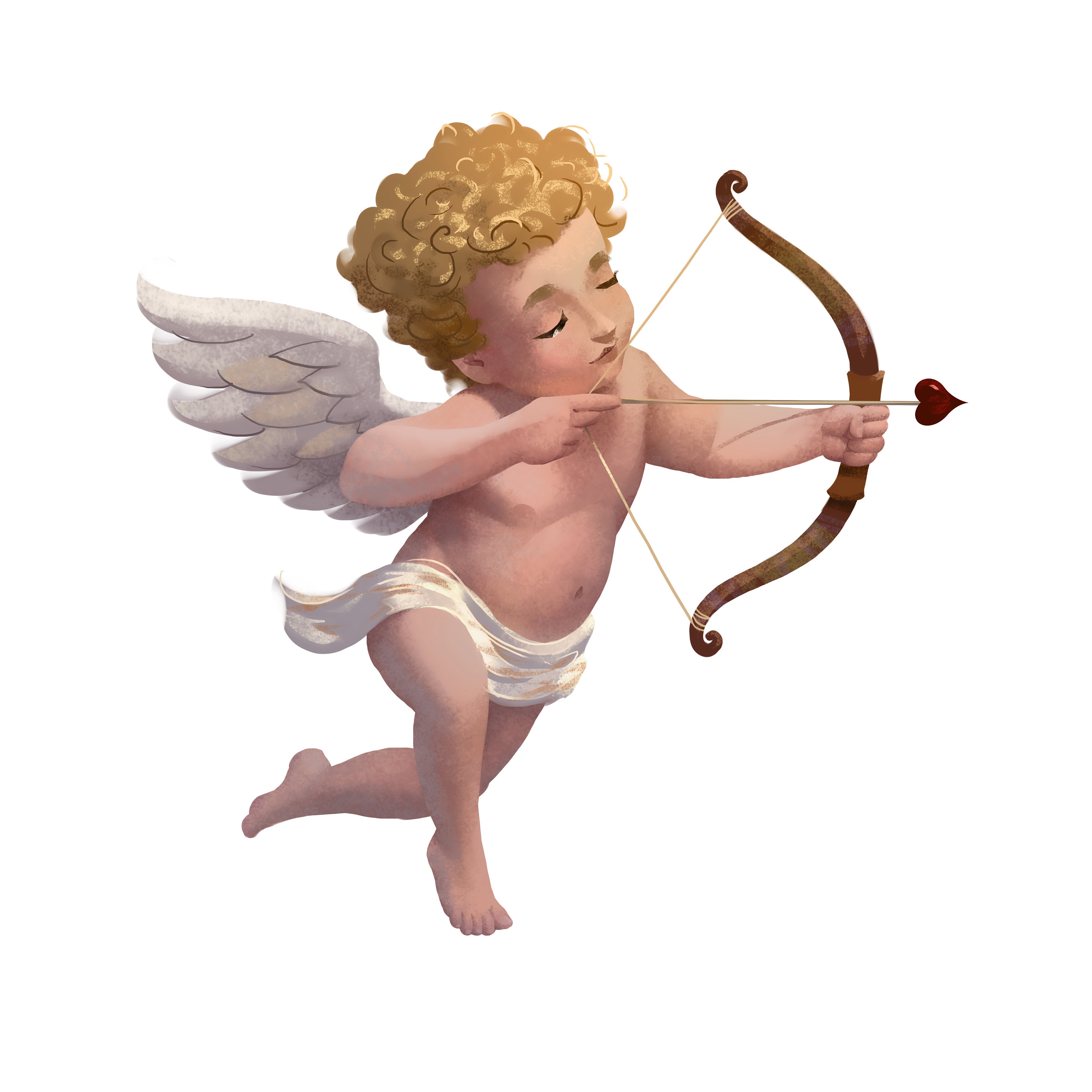 Cupidon ange abattant avec un arc et une flèche affiche scolaire