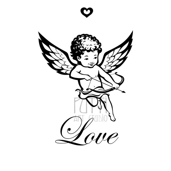 Download Cupid Svg Putti Angel Clipart One Line Drawing Etsy