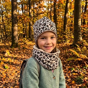 Leoflecken, Beanie mit passendem Loop oder je Einzeln, Herbst / Winter / Frühling