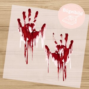 Halloween  Bügelbild - Blutige Hände  in verschiedenen Größen