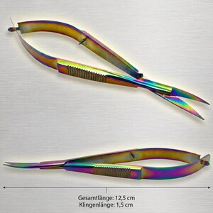 Schere / Pinzettenschere (regenbogenfarben / Titan-Beschichtung) Fadenschneider, Stickschere