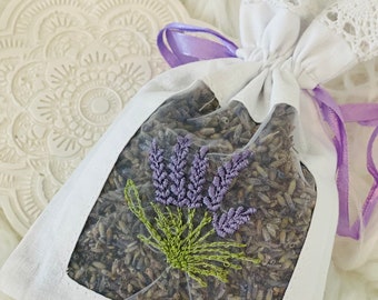 XL-Lavendelsäckchen mit Bio-Lavendel - hochwertig bestickt