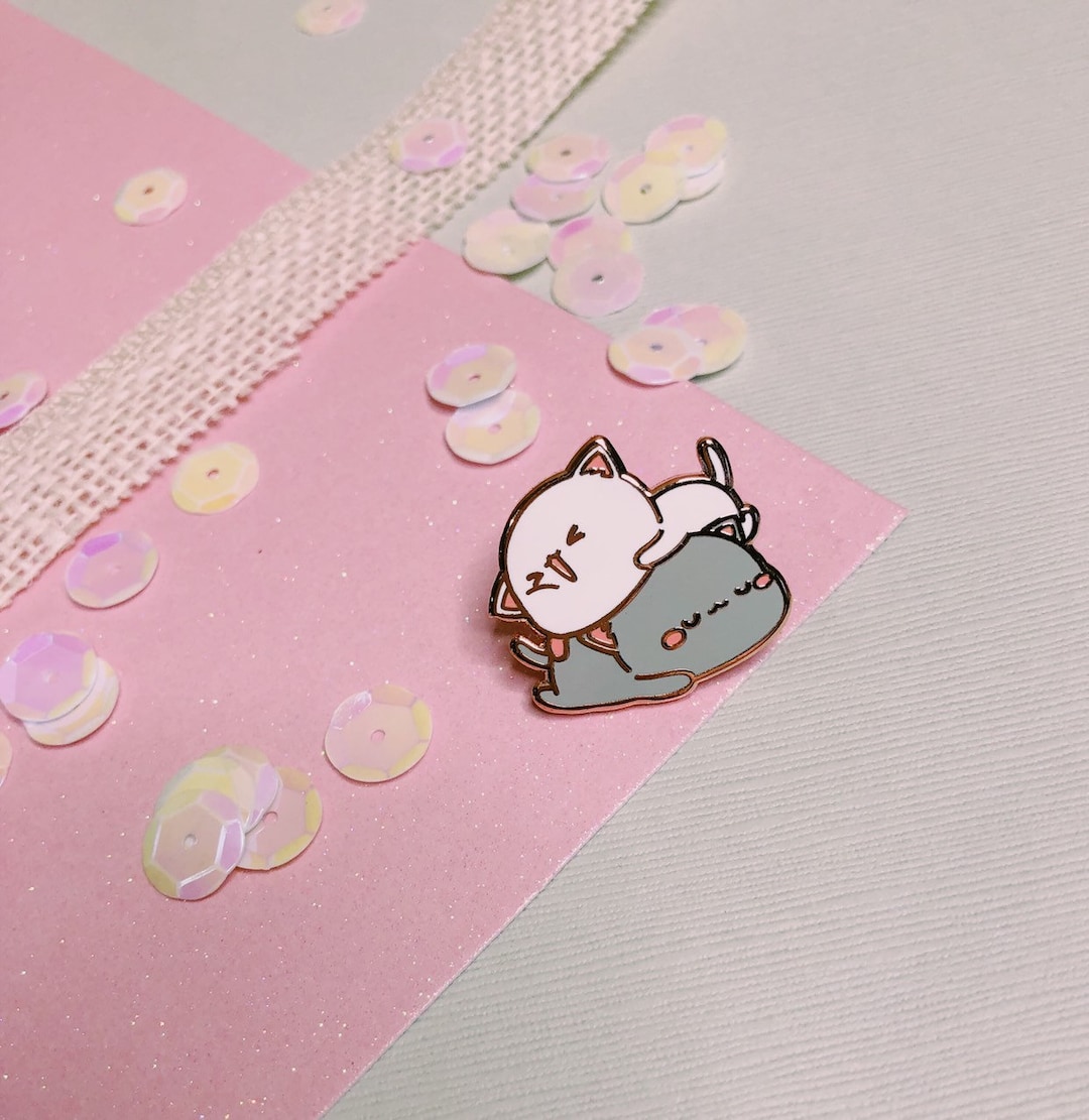 Kawaii Two Kittens Enamel Pin Cute Pins Hard Enamel Pins Etsy