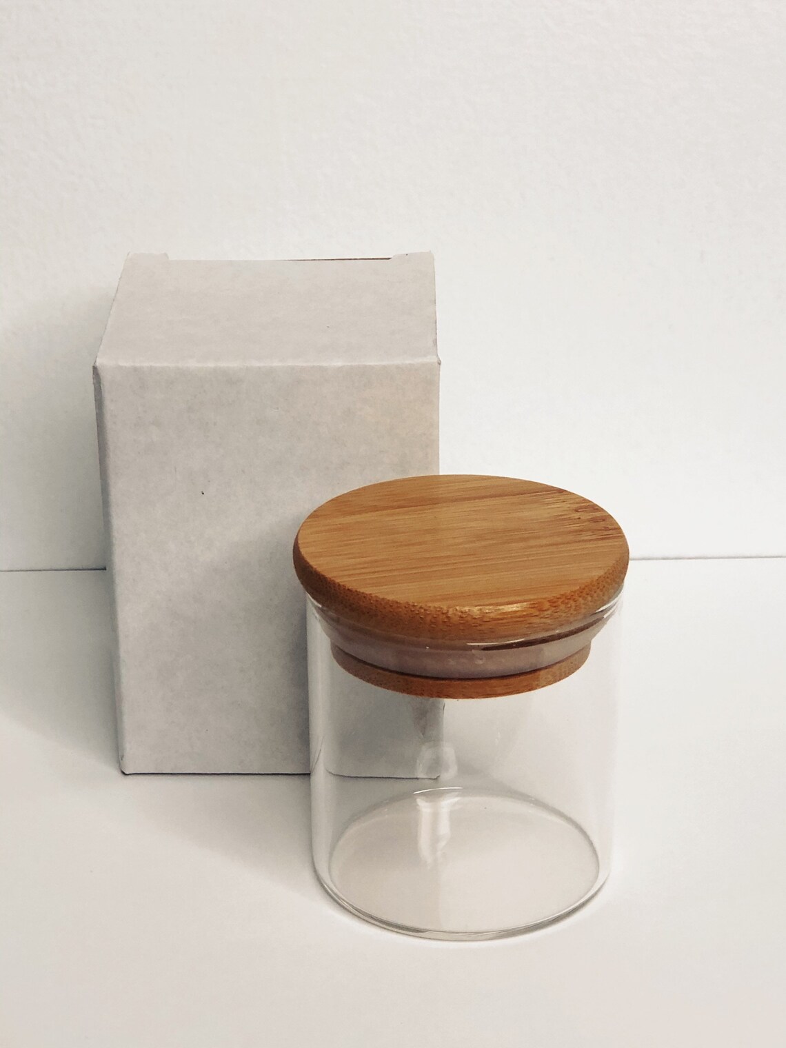 100 Ml 4 Oz Glass Jars With Bamboo Lid Food Storage Candle Etsy