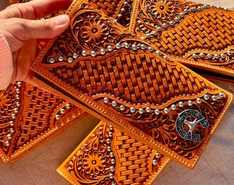 Cartera de piel de vaca Southern Belle Cartera estilo western Cartera turquesa Cartera estilo vaca