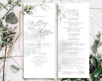 Boho Greenery Wedding Program Template: DIY Ceremony (Digital Download)