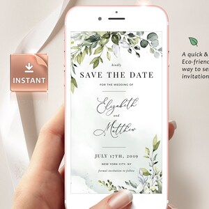 REESE Save the Date Evite, Smartphone Electronic Invitation, Greenery Digital Template, Save Our Date Evite, Instant Download image 9