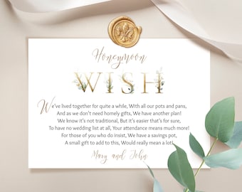 Gold Honeymoon Wish Card Template: Editable Text (Printable)