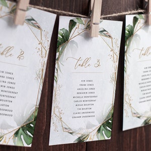 PAIGE - Botanical Hanging Seating Board, Find Your Table Wedding Seating Cards, Seat Order Templates, Guest List Template Printable Templett