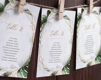 PAIGE - Botanical Hanging Seating Board, Find Your Table Wedding Seating Cards, Seat Order Templates, Guest List Template Printable Templett