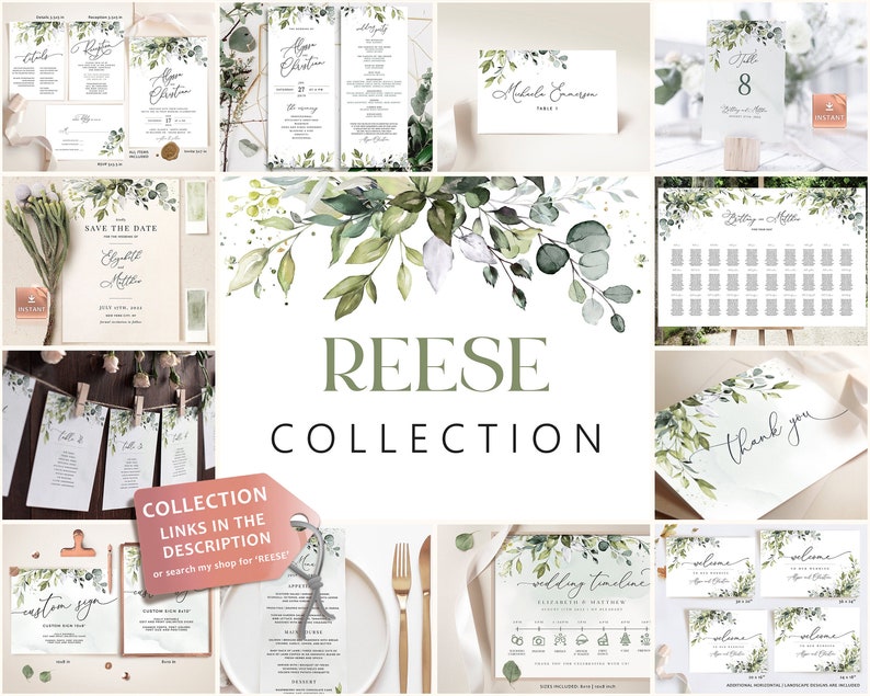 Editable Greenery Wedding Invitation Template, Boho Watercolor Eucalyptus Wedding Invite, Bohemian Wedding Templates, Instant Download REESE image 9